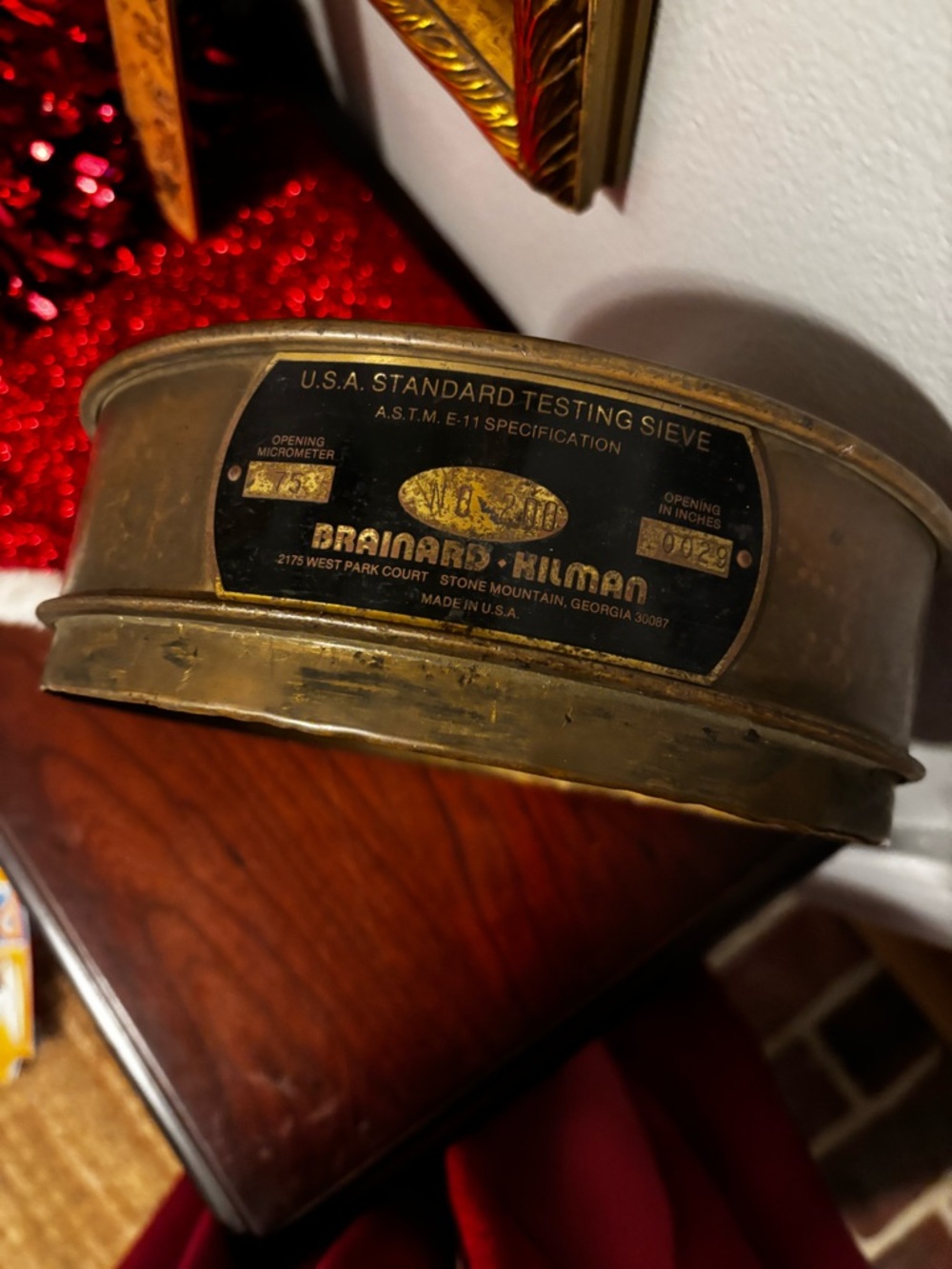 Brainard Kilman Brass U.S.A. Standard Testing Mesh Sieve